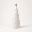 Satchville white stoneglazed bobbin Christmas tree with gold star, medium size