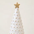 White Stoneglazed Bobbin Christmas Tree with Gold Star, Medium, by Satchville