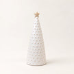 Small white Stoneglazed bobbin Christmas tree with gold star by Satchville