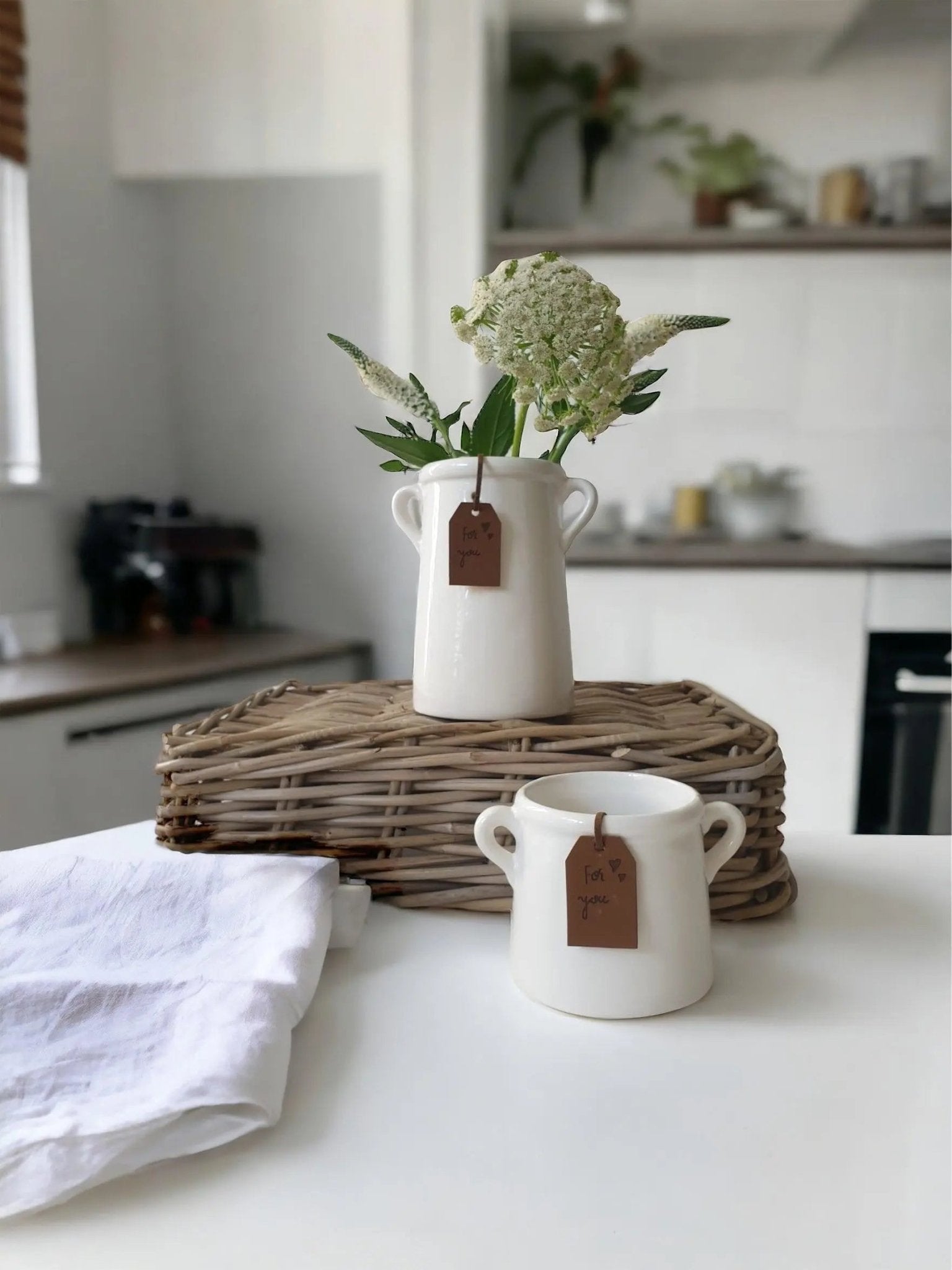 White Stoneware Ceramic Rustic Milk Churn Pot - Home DecorHome Decor - Lulu Loves Home