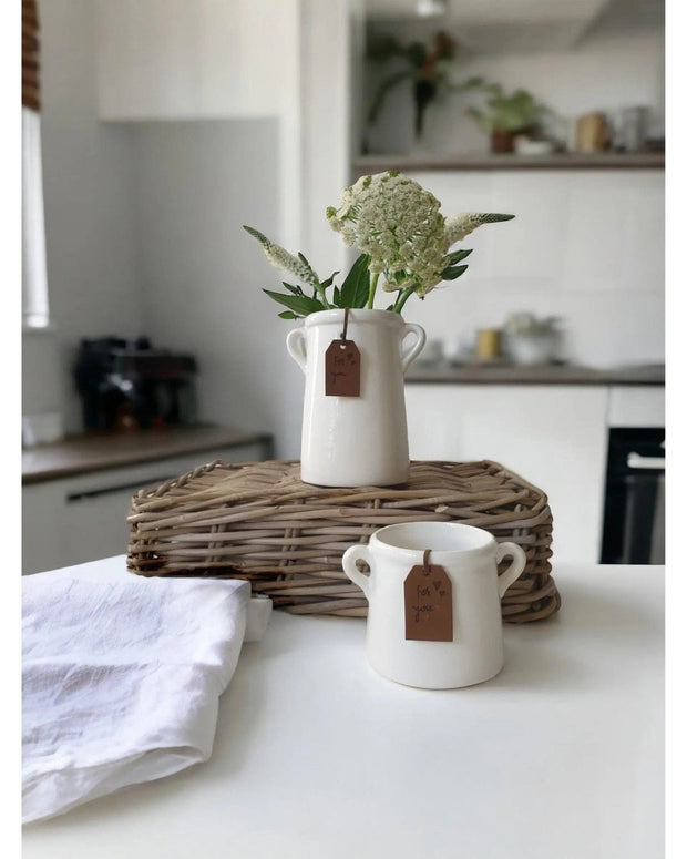 White Stoneware Ceramic Rustic Milk Churn Pot - Home DecorHome Decor - Lulu Loves Home