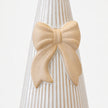 Satchville large white stoneglazed striped Christmas tree with decorative bow detail