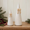 Satchville large white stoneglazed striped Christmas tree with decorative bow