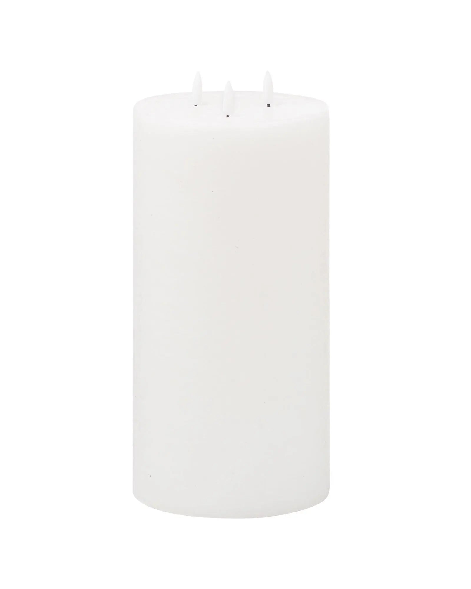 White Three Wick Wide LED Light Up Pillar Candle - CandlesCandles - Lulu Loves Home