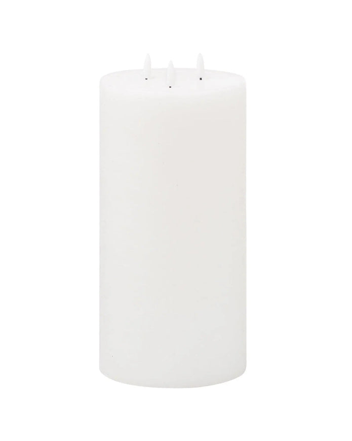 White Three Wick Wide LED Light Up Pillar Candle - CandlesCandles - Lulu Loves Home