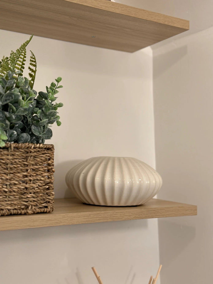 White Wavy Ribbed Ceramic Pot - Home DecorHome Decor - Lulu Loves Home