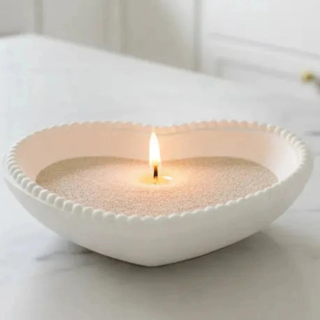 White wooden heart-shaped bobble bowl from Heaven Sends, featuring a smooth finish and decorative heart design.