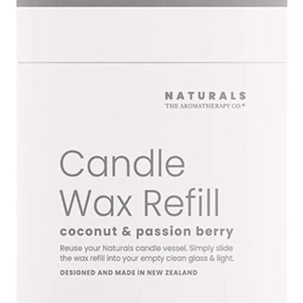 Widdop & Co Naturals Luxury Wax Candle Refill with coconut and passion berry scent in a natural wax blend.