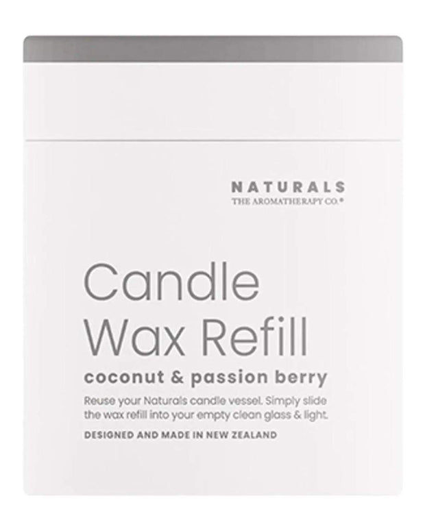 Widdop & Co Naturals Luxury Wax Candle Refill with coconut and passion berry scent in a natural wax blend.