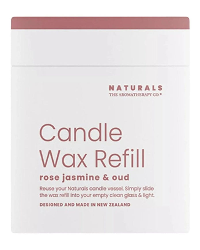 Widdop & Co Naturals Luxury Wax Candle Refill in Rose Jasmine and Oud, showing the elegant refill packaging for candles