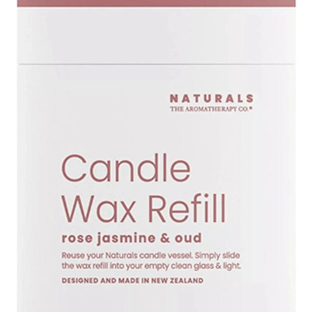 Widdop & Co Naturals Luxury Wax Candle Refill in Rose Jasmine and Oud, showing the elegant refill packaging for candles