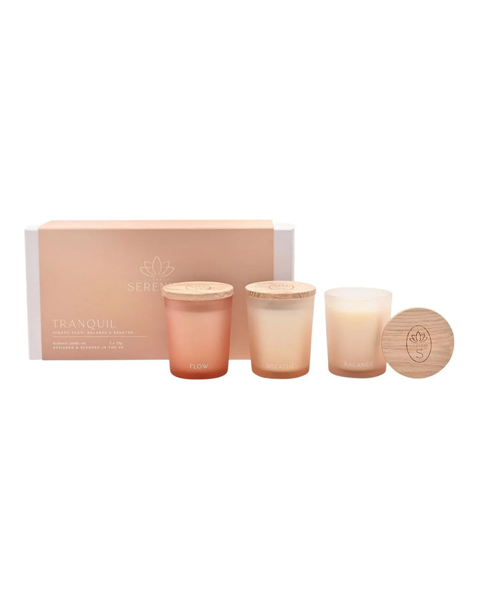 Serenity Tranquil Set of 3 Votive Candles - Flow Balance & Breathe - CandlesCandles - Lulu Loves Home