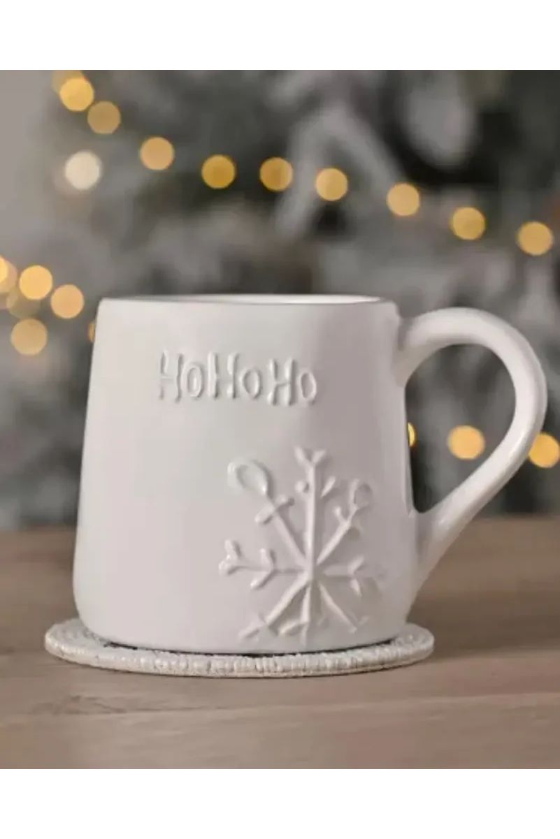 White Glazed Ceramic Mug - Hohoho - Lulu Loves Home Lulu Loves Home 