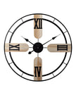 Black and wood Widdop & Co wall clock with cut-out design, featuring a modern and stylish clock face for contemporary decor.