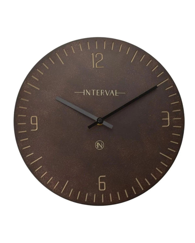 Widdop & Co Interval Wall Clock in brown umber with modern design, round shape, and easy-to-read clock face.