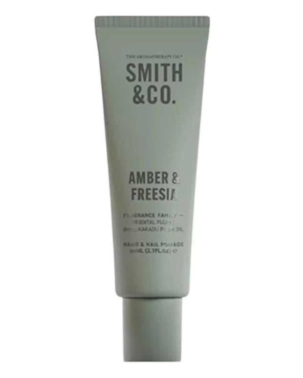 Smith & Co 80ml hand and nail pomade in amber and freesia scent, presented as a gift from Widdop & Co.