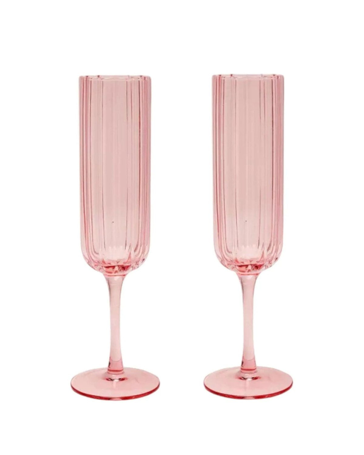 Blush Pink Scalloped Champagne Flutes - Set Of Two - Home DecorHome Decor - Lulu Loves Home