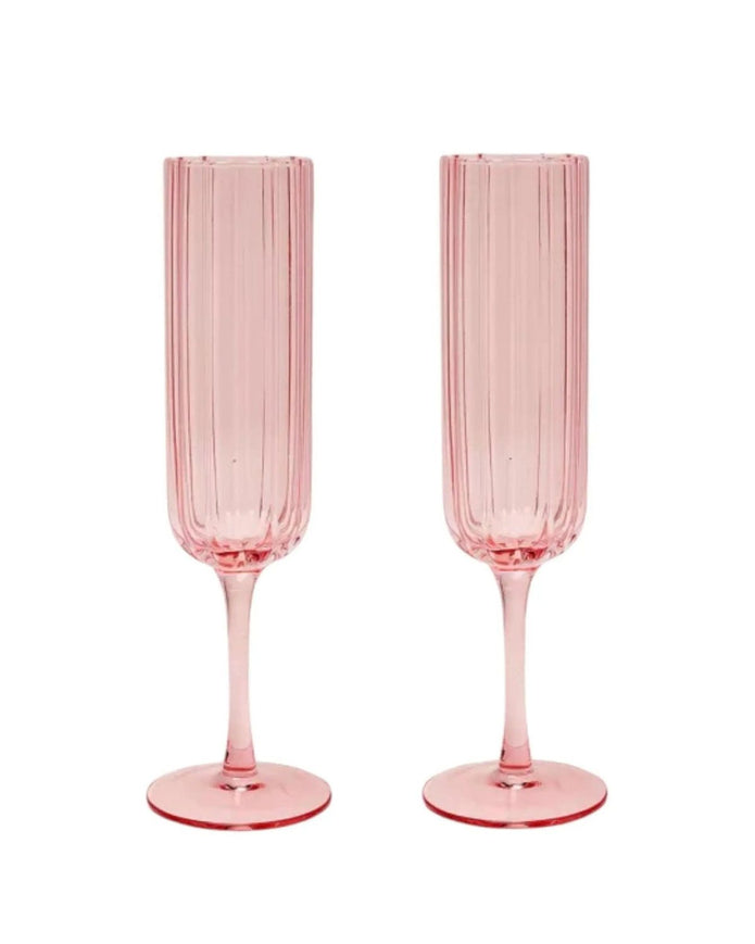Blush Pink Scalloped Champagne Flutes - Set Of Two - Home DecorHome Decor - Lulu Loves Home