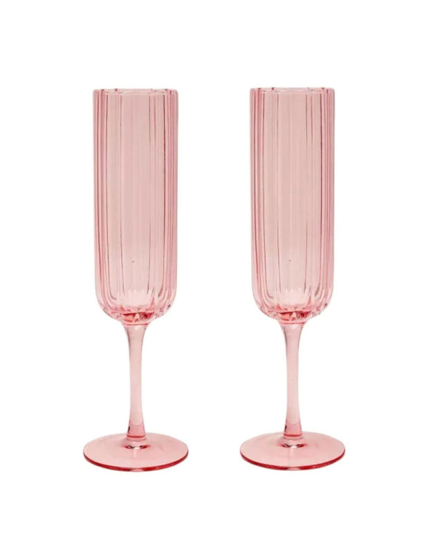 Blush Pink Scalloped Champagne Flutes - Set Of Two - Home DecorHome Decor - Lulu Loves Home