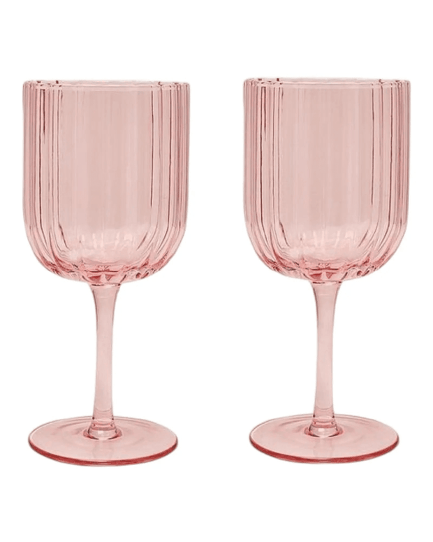 Blush Pink Scalloped Wine Glass - Set Of Two - Home DecorHome Decor - Lulu Loves Home