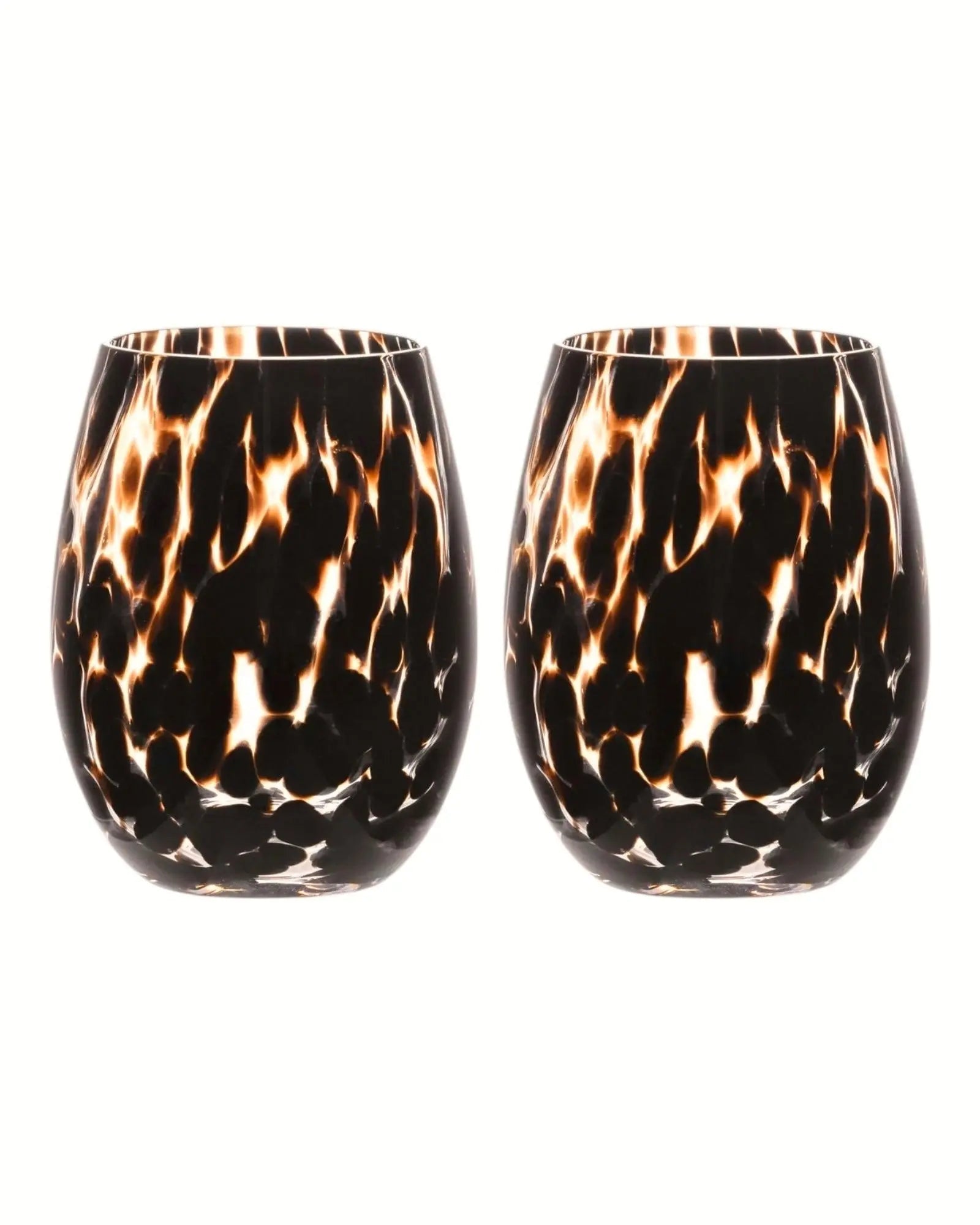 Brown Tortoise Print Tumbler Glasses - Set of Two - Home DecorHome Decor - Lulu Loves Home