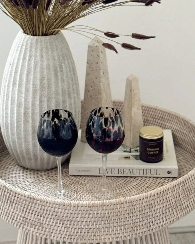 Tall Catania Ople vase by Hill Interiors, featuring a sleek ceramic design with a textured surface and neutral color.