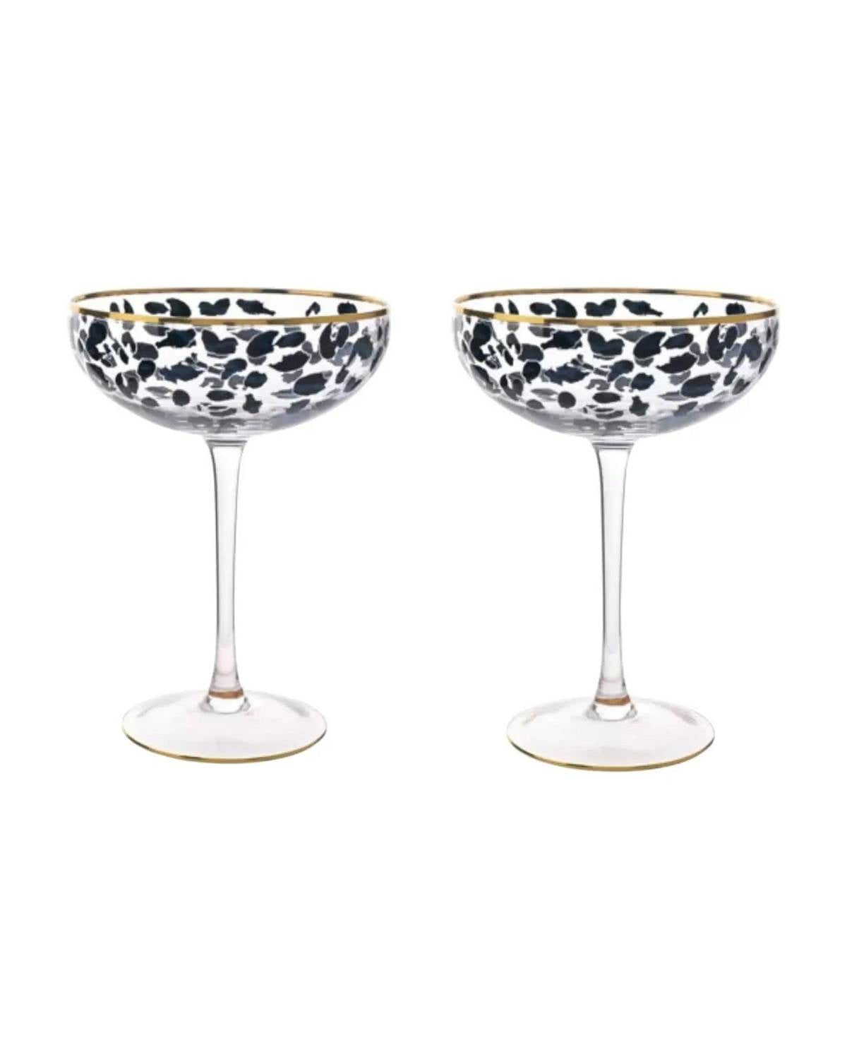 Frida Leopard Print Coupe Cocktail Glasses - Home DecorHome Decor - Lulu Loves Home