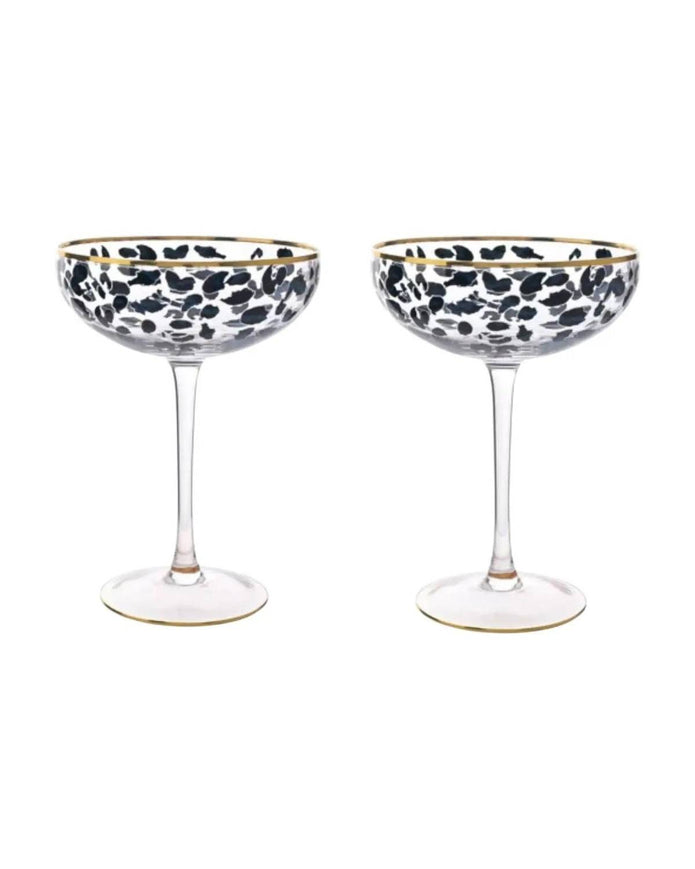 Frida Leopard Print Coupe Cocktail Glasses - Home DecorHome Decor - Lulu Loves Home