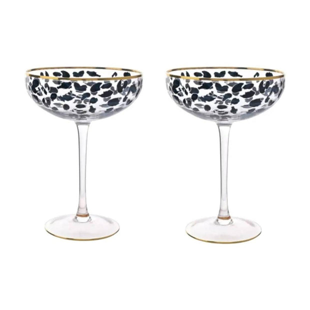 Frida Leopard Print Coupe Cocktail Glasses - Home DecorHome Decor - Lulu Loves Home
