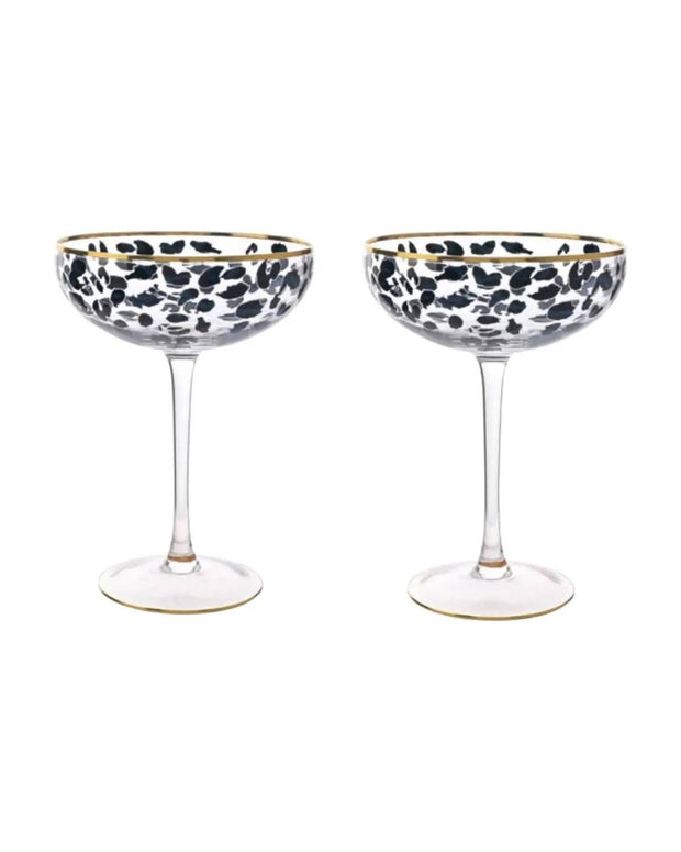 Frida Leopard Print Coupe Cocktail Glasses - Home DecorHome Decor - Lulu Loves Home