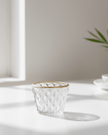 Clear glass votive candle holders by Widdop & Co, elegant home decor accents for candles on tables or shelves.