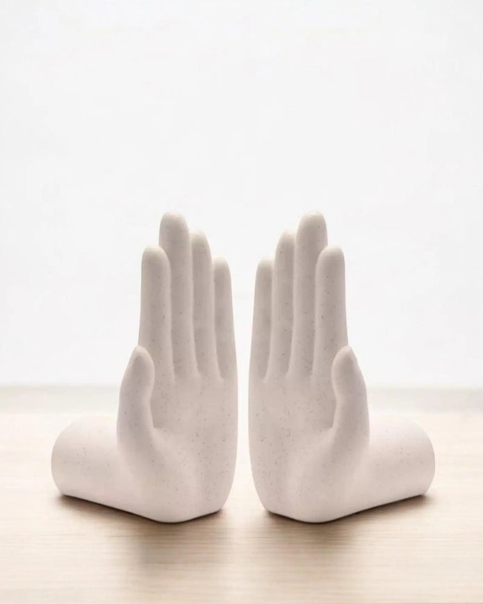 Natural Cream Ceramic Hands Bookends - Home DecorHome Decor - Lulu Loves Home