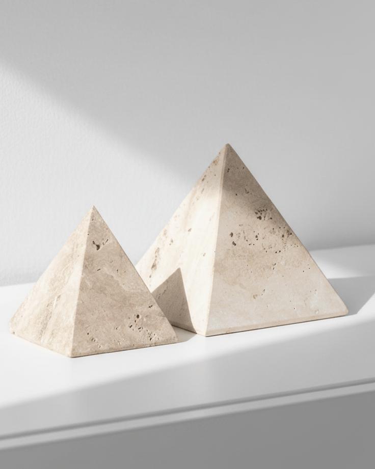 Travertine Pyramid Stone Ornament