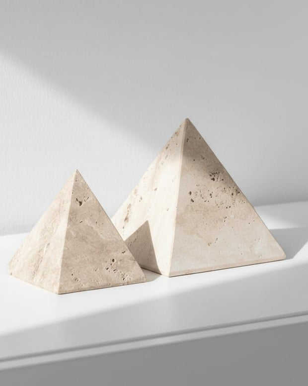 Travertine Pyramid Stone Ornament
