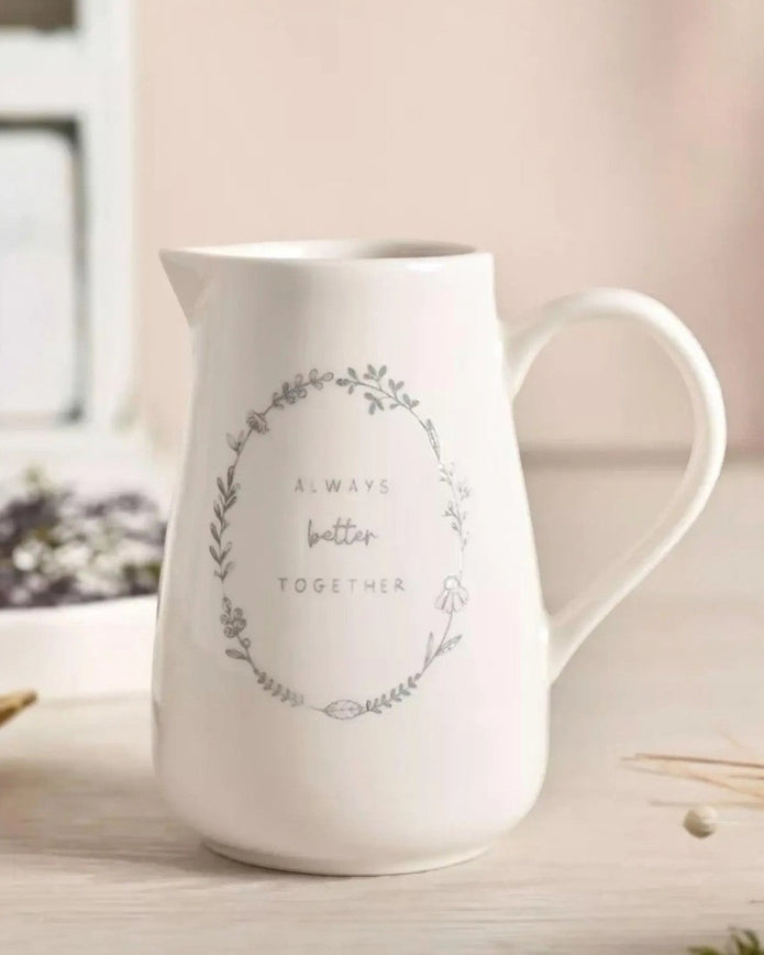 Beige Moments Jug by Widdop & Co, a ceramic kitchen and dining jug with "Always Better Together" design.