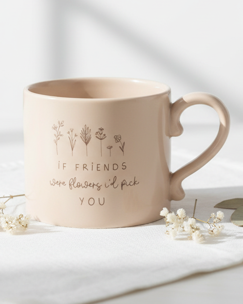 Beige Widdop & Co Moments Mug with "Friends I'd Pick You" message, perfect for kitchen and dining use.