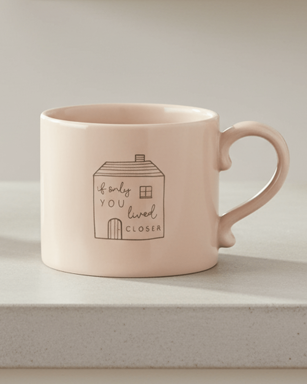 Beige Moments mug by Widdop & Co featuring the quote 