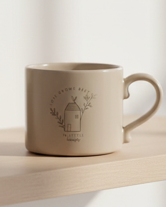 Beige Moments Mug - Love Grows Best In Little Houses