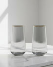Set of two grey high ball glasses with gold rims by Widdop & Co, ideal for stylish kitchen and dining use.
