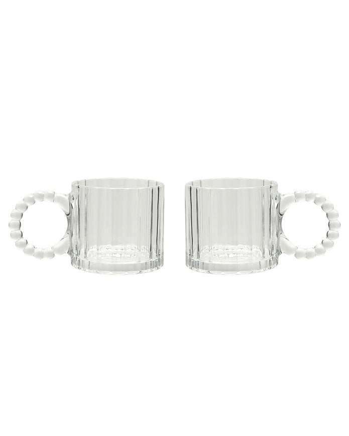 Ribbed Clear Glass Bobble Mugs - Set of Two - Kitchen & DiningKitchen & Dining - Lulu Loves Home