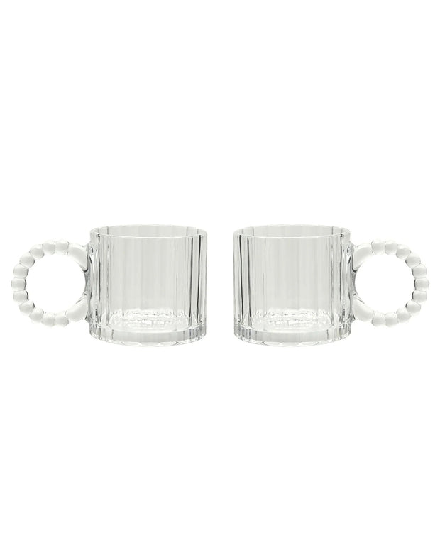 Ribbed Clear Glass Bobble Mugs - Set of Two - Kitchen & DiningKitchen & Dining - Lulu Loves Home