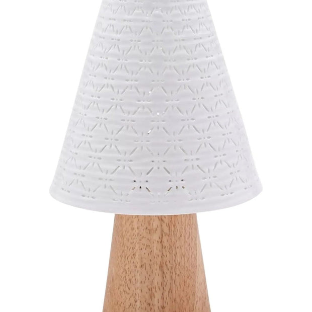 Ceramic mushroom lamp from Widdop & Co with soft lighting, featuring a whimsical design and a smooth, glazed surface.