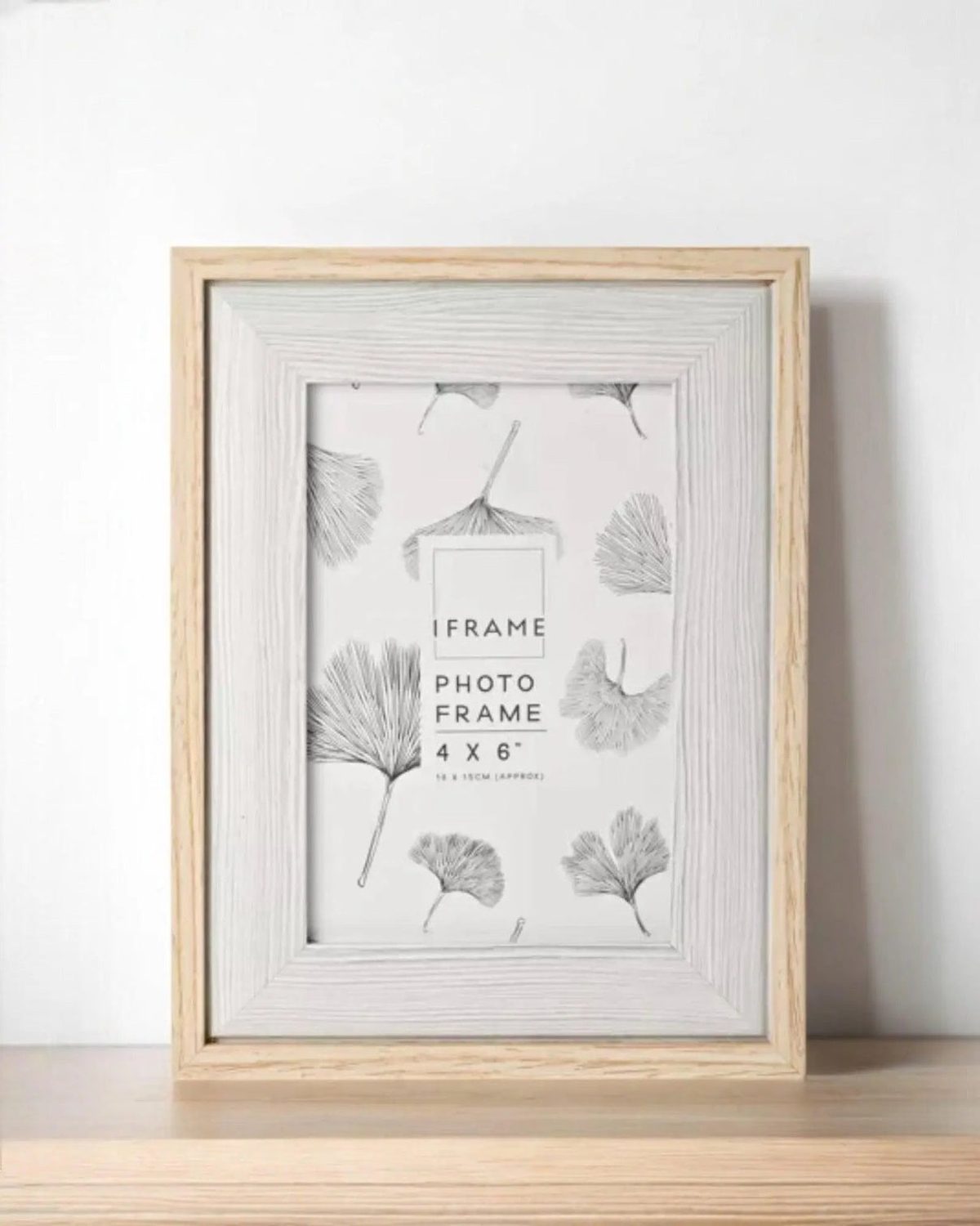 Natural wood and grey effect photo frame by Widdop & Co, designed for 4x6 photos, showcasing a stylish and elegant decorative frame.