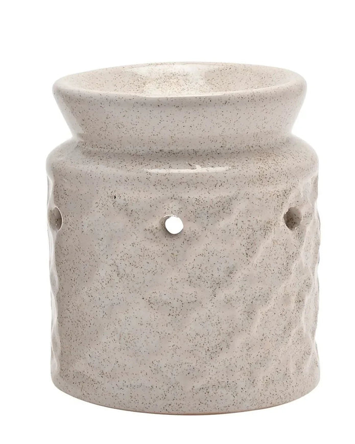 White mini ceramic wax melt burner from Widdop & Co, designed for melting scented wax melts in a compact, decorative home accessory.