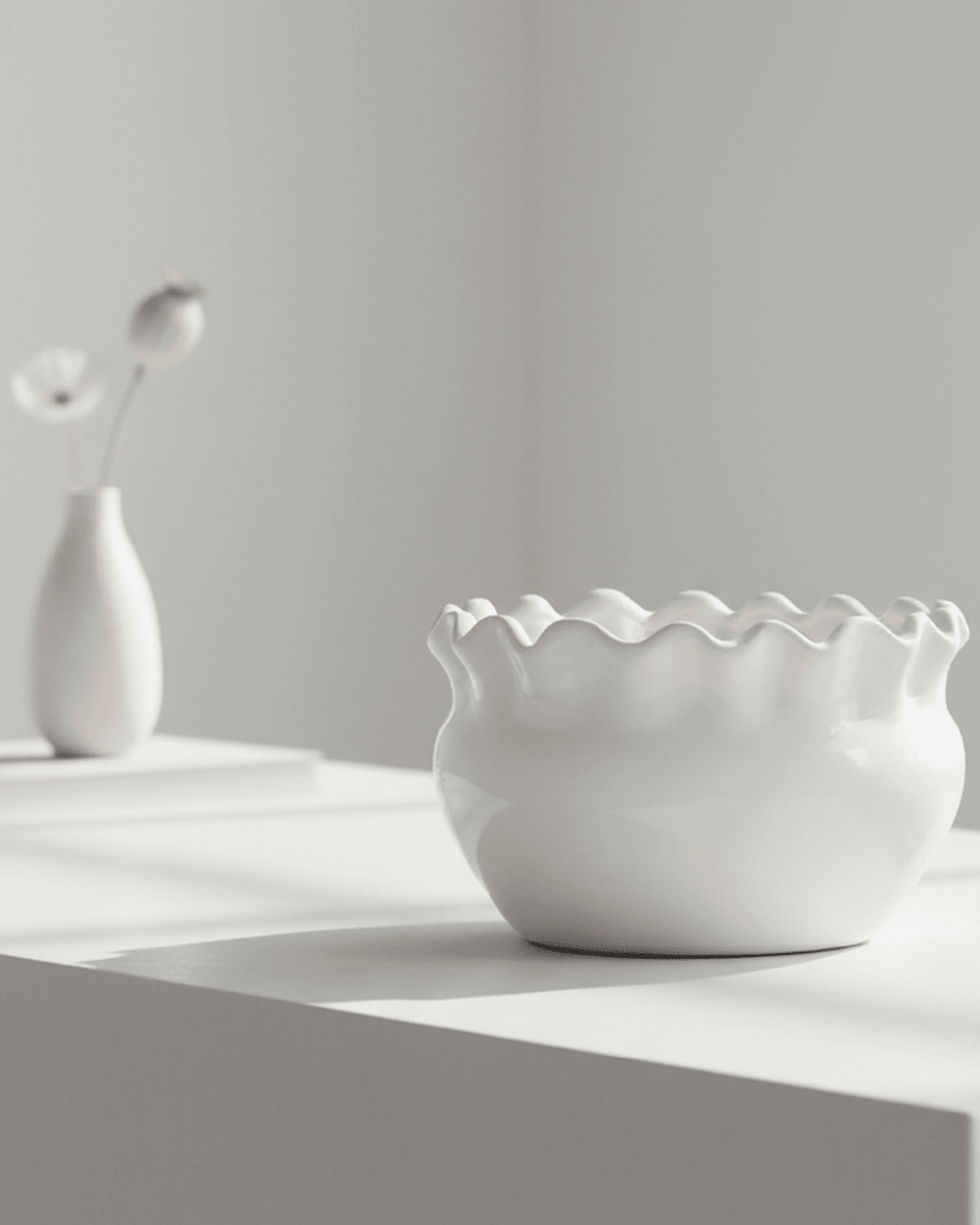 White ceramic bowl from Wikholmform Evelina home décor collection, with a sleek, minimalist design for stylish interior accents.