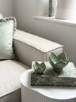 Set of two green Tulip small ceramic dishes by Wikholmform, perfect as elegant home decor accents.