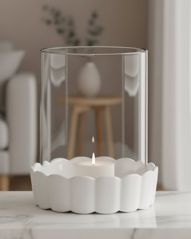 White Ceramic Candle Lantern