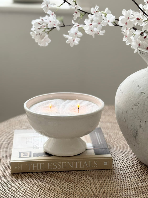 White Ceramic Footed Bowl