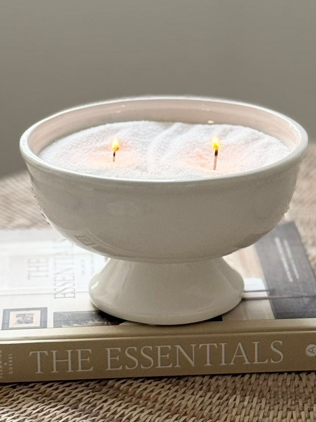 White Ceramic Footed Bowl