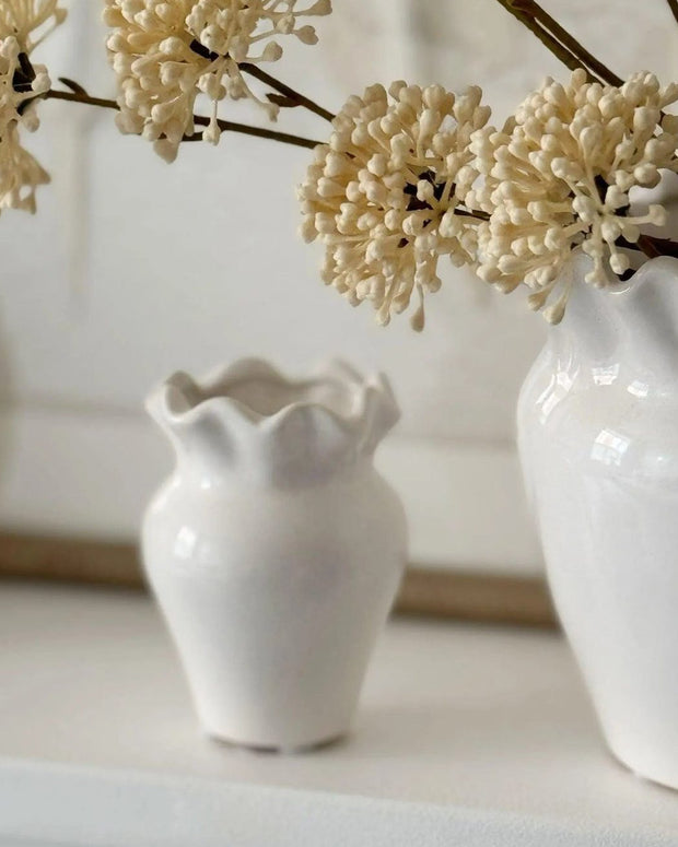 White Evelina Small Vase by Wikholmform, featuring a sleek ceramic design ideal for displaying flowers or decorative arrangements.
